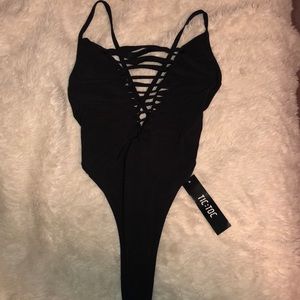 Black high leg bodysuit
